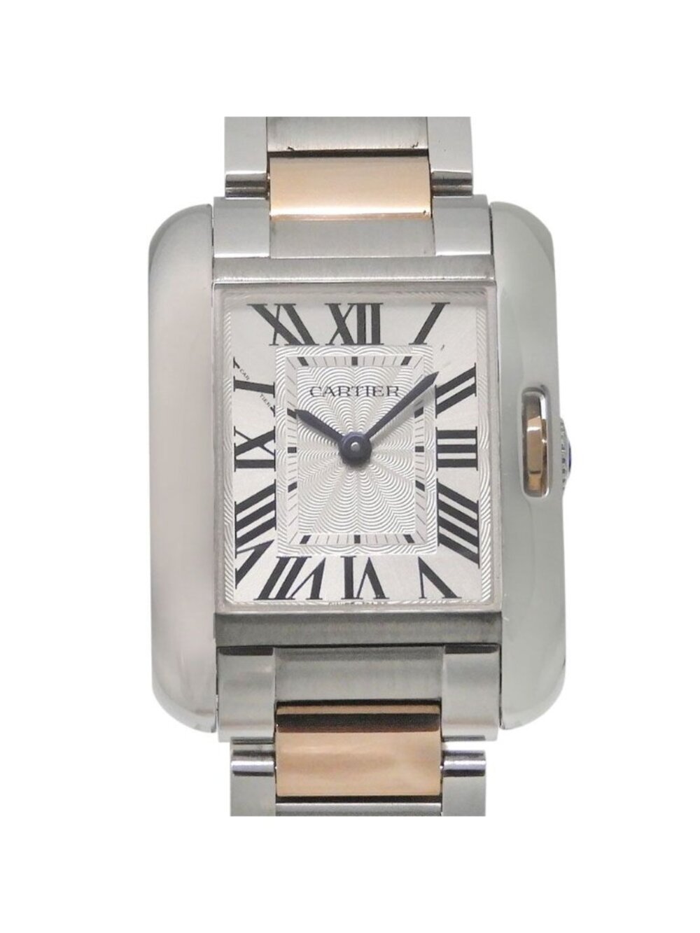 Cartier Tanken Gray Stainless Steel 18k Pink Gold Quartz Analog Display Silver